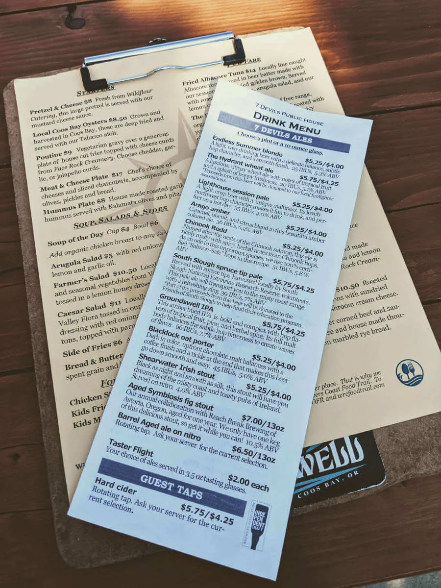 7 Devils Brewing - beer menu board