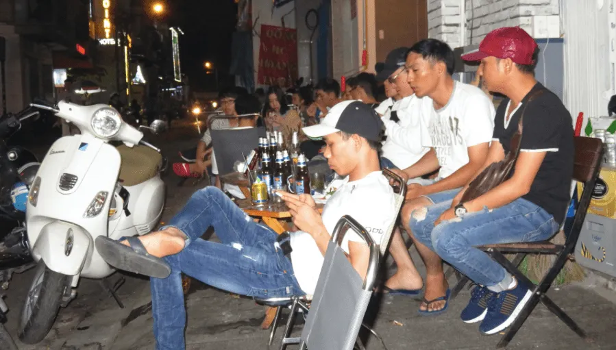 A quieter alley offering a break from the main Bui Vien Walking Street crowd