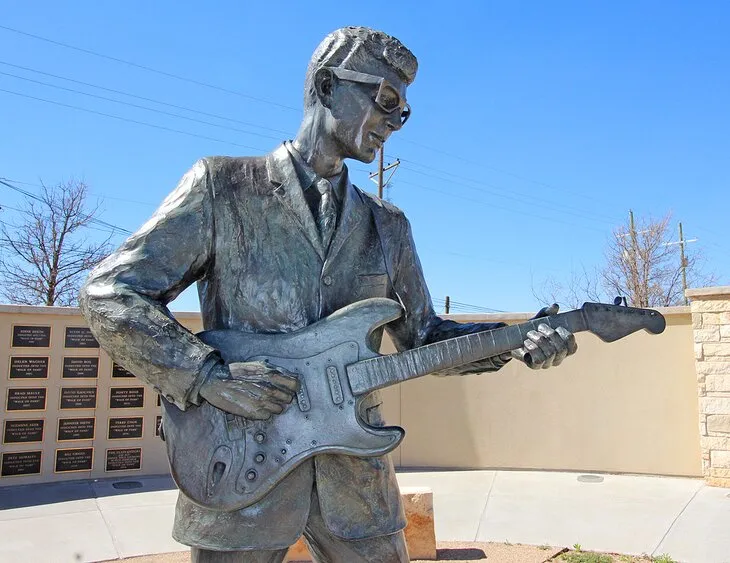 A statue of musician Buddy Holly in Lubbock, Texas.