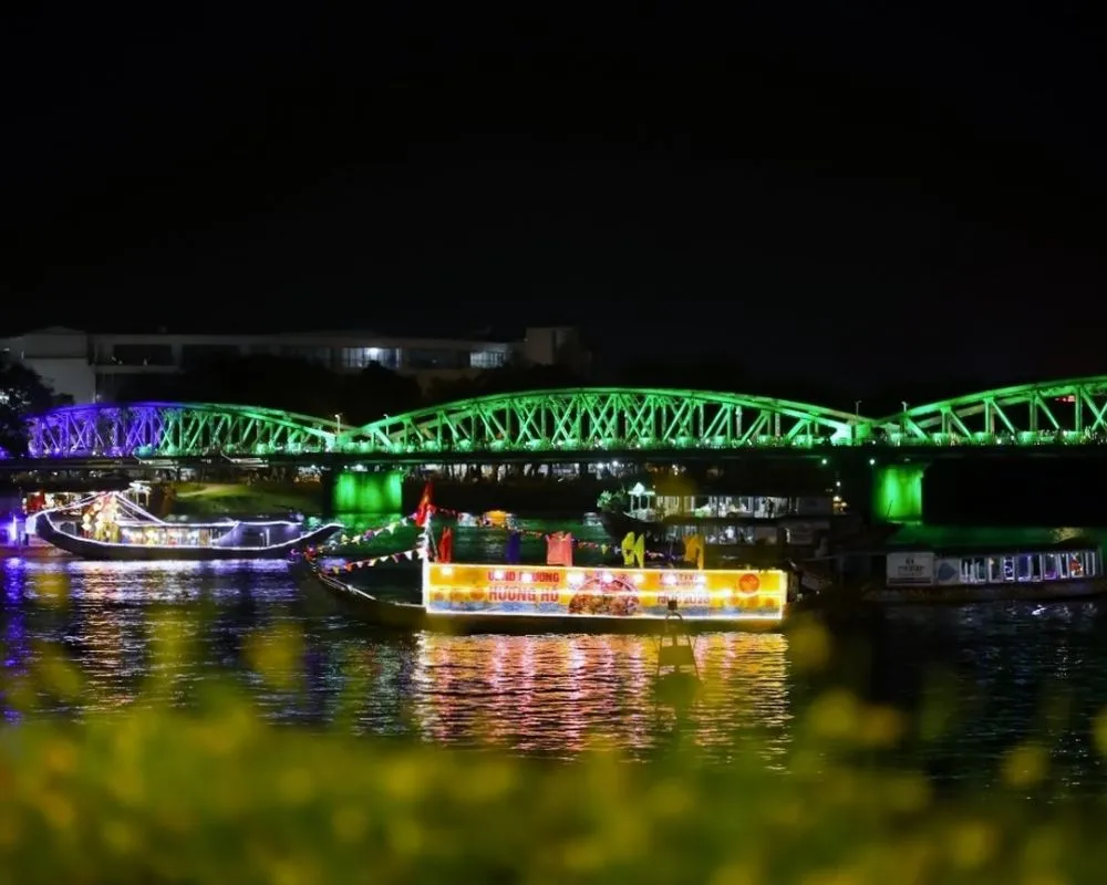 A traditional performance on the Perfume River during the Hue Festival