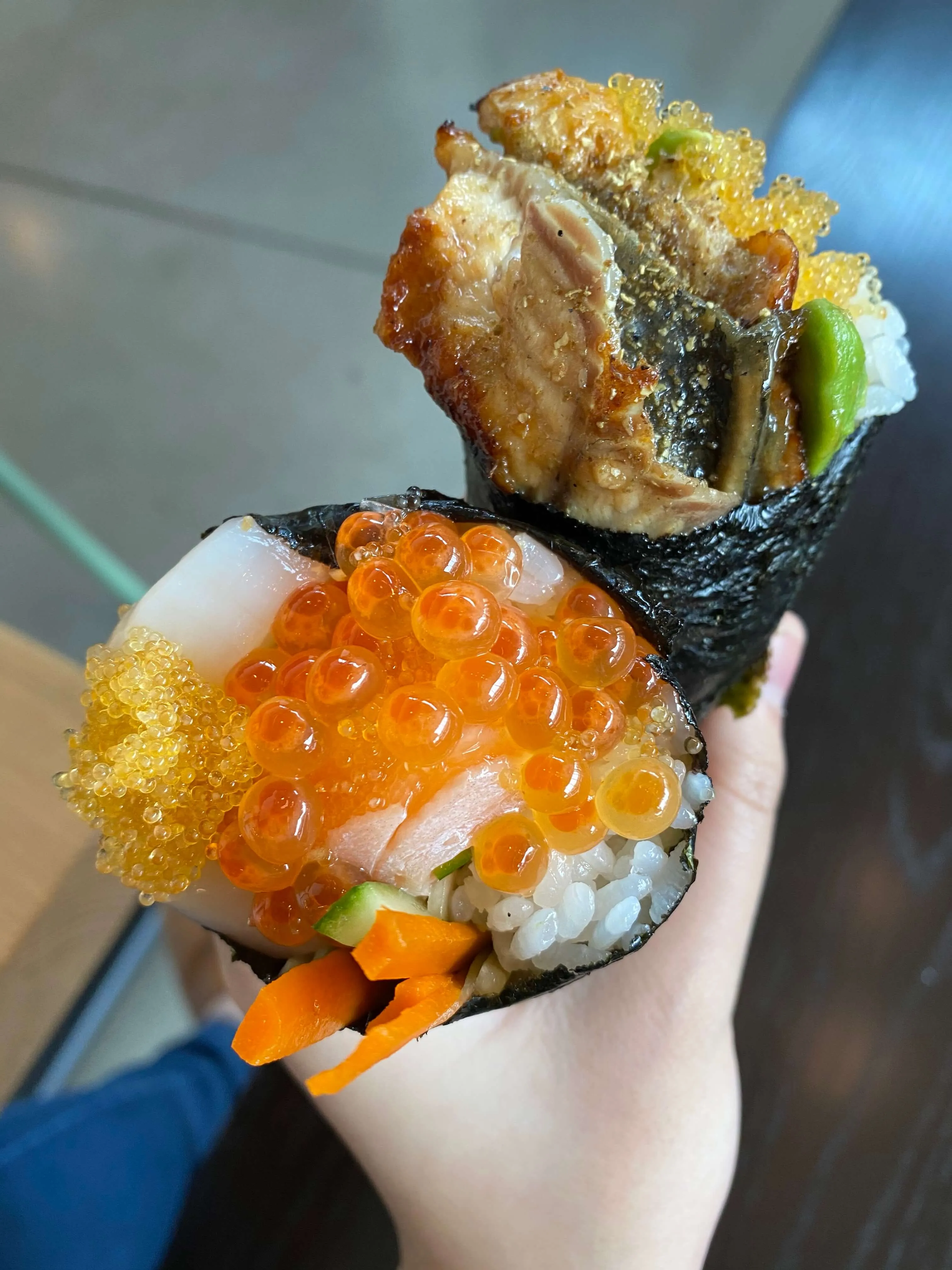 A vibrant assortment of ingredients for make-your-own temaki handrolls at Uroko Austin
