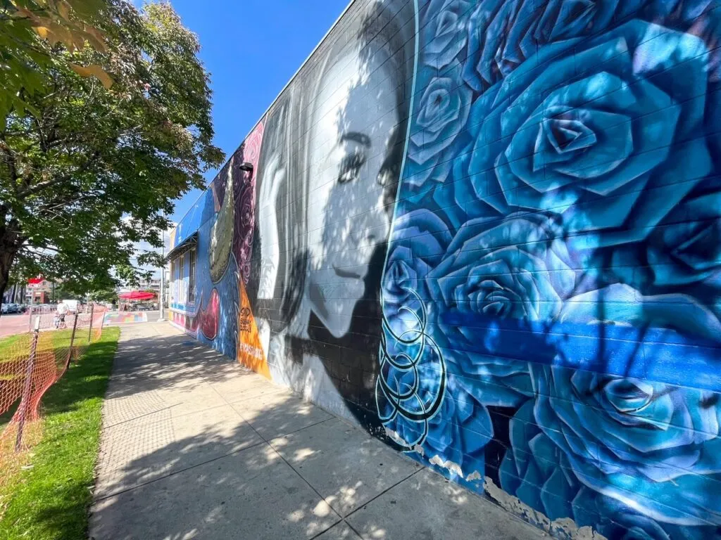 A vibrant street mural in the RiNo Art District of Denver