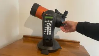 A view of the hand controller for the Celestron NexStar 4SE amateur astronomy telescope