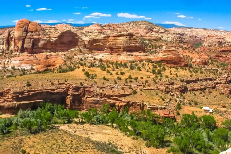 A view over a desert with red rock mountains, perfect for adventurous hiking date ideas near Las Vegas