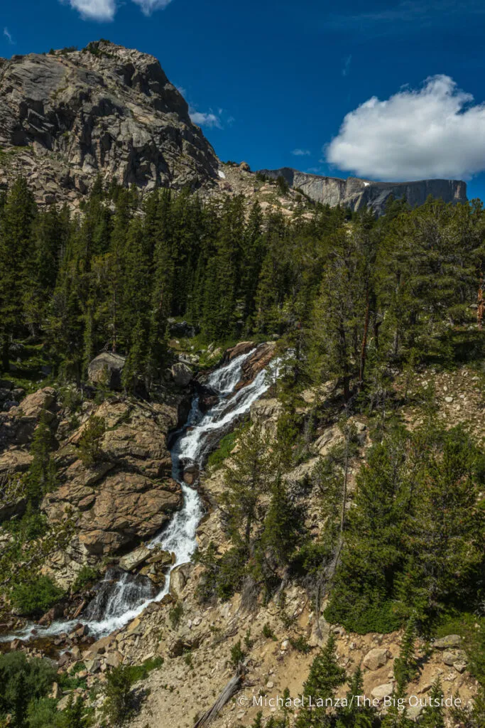 A waterfall along the Bears Ears Trail in the Wind River Range, Wyoming.
