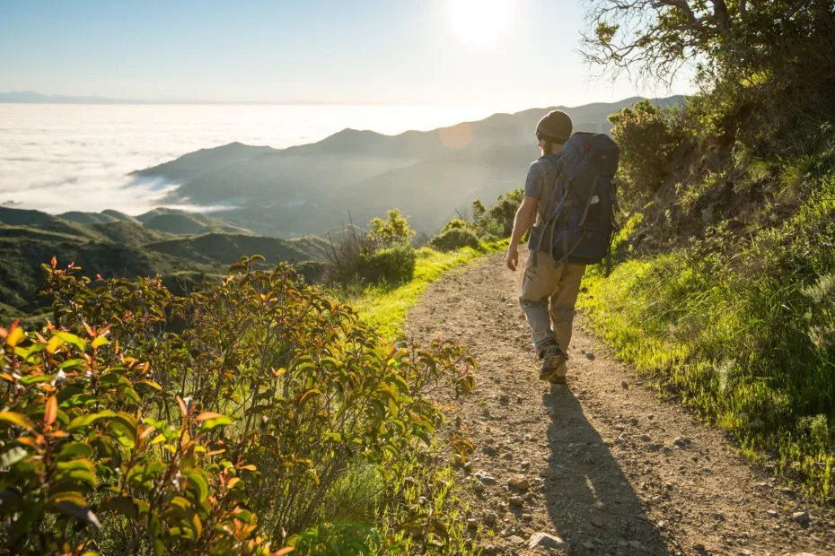 Adventurous hiker exploring one of the many challenging Catalina Island hikes