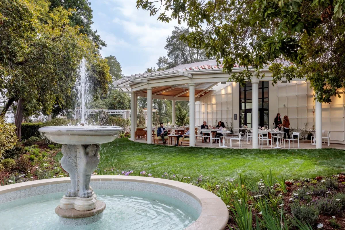 Afternoon tea served in a garden at The Huntington.