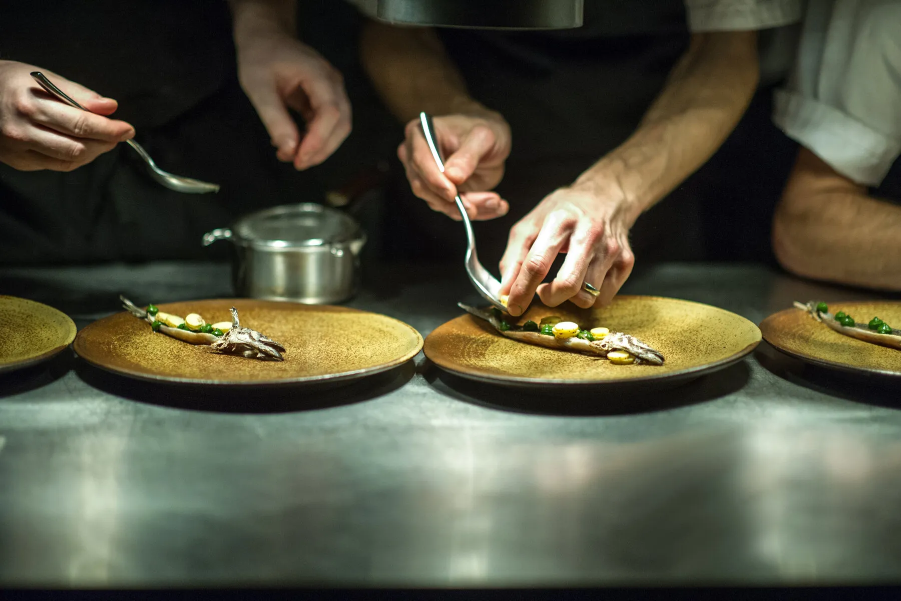 An abstract and artful dish from Aska, featuring delicate components and precise arrangement.
