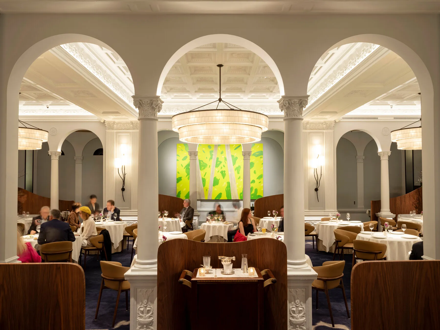 An elegant French main course dish from Daniel, featuring carefully prepared meat and sauces with refined plating.