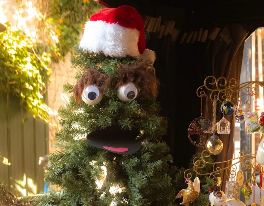 An Oscar the Grouch themed Christmas tree at the O Tree Jubilee at the Mansion on O Street, a quirky sight for Travel To Washington Dc In December.