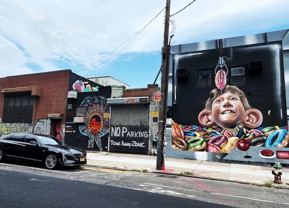 Another striking mural seen on a self-guided walking tour through Bushwick, showcasing unique art things to do in Brooklyn.