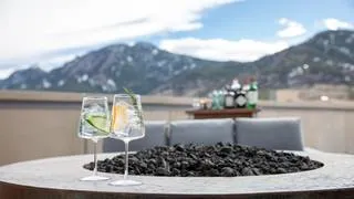 Another view inside an Alpenglobe, showcasing the table setting and ambiance for a private dining experience near Denver.