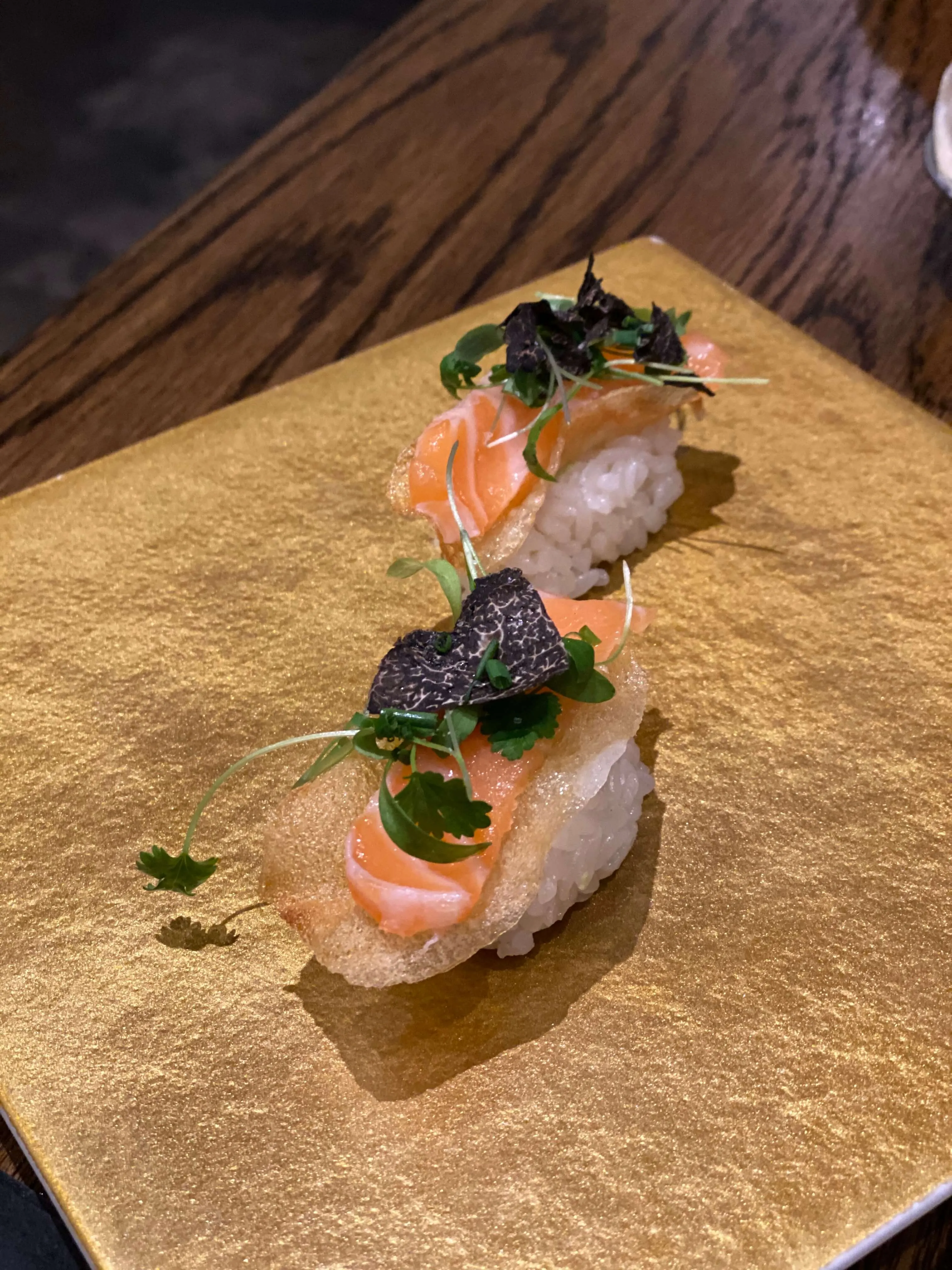 Another view of creative sushi preparations at Soto Austin, featuring vibrant colors