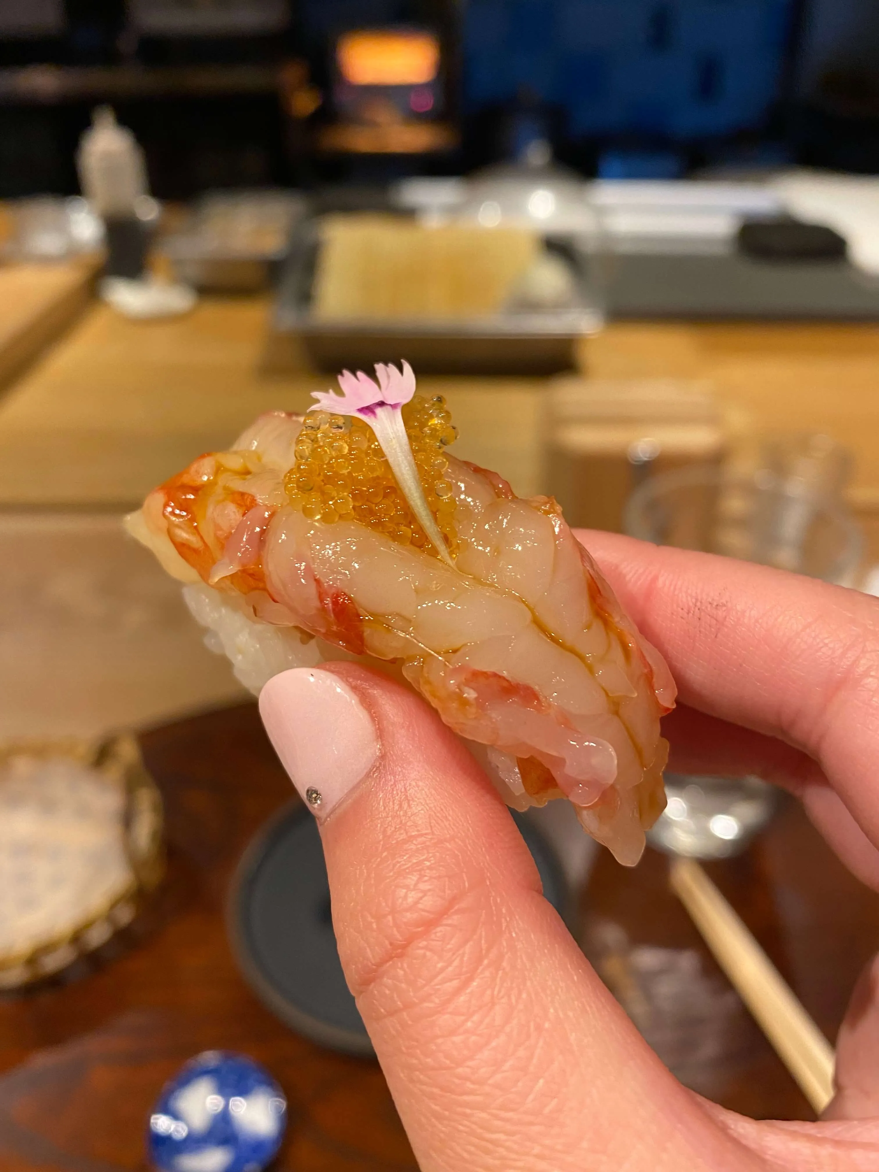Another view of skillfully prepared nigiri included in the Tonari omakase tasting