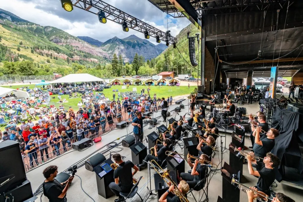 Audience enjoys jazz music with mountain views at the Telluride Jazz colorado music festival