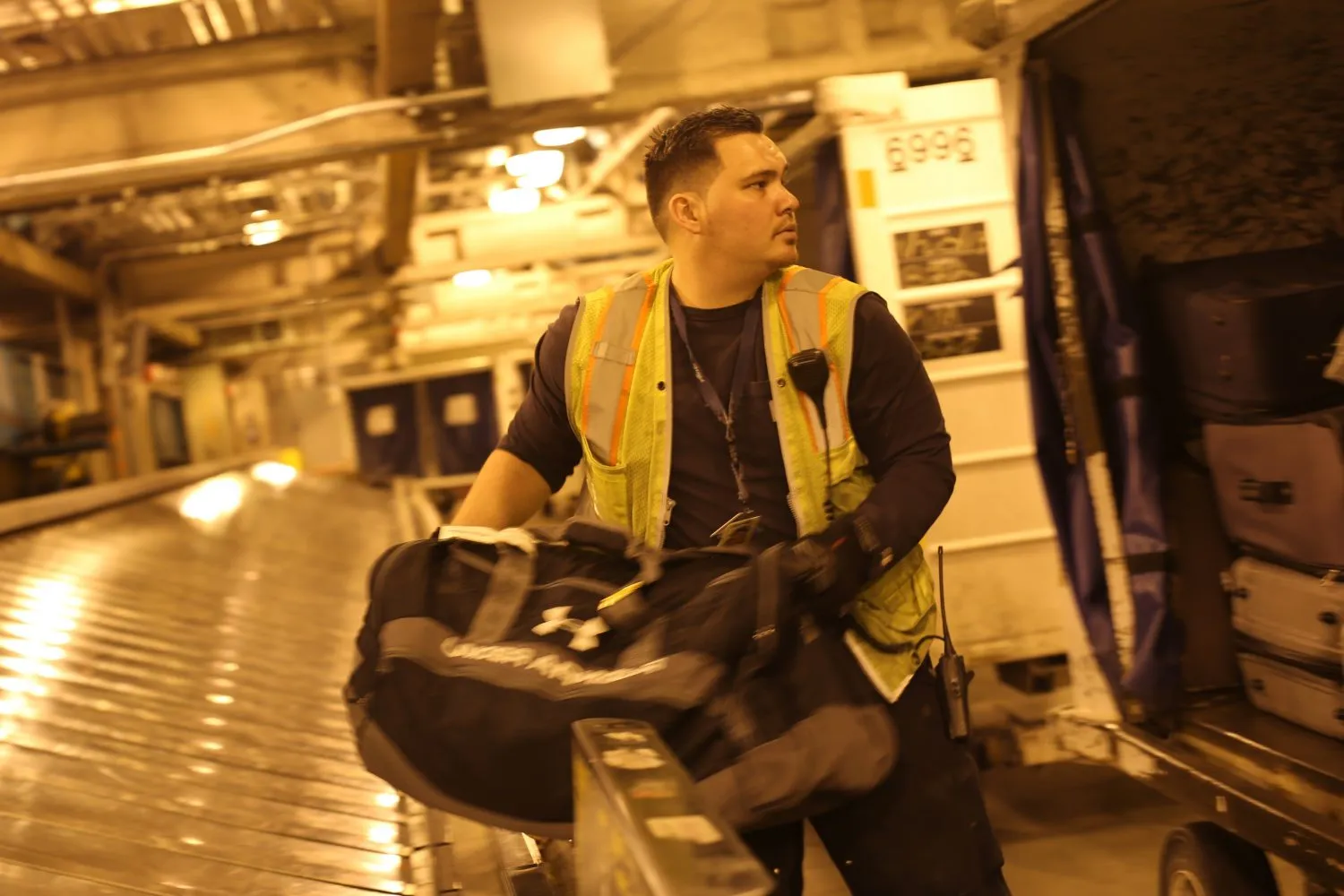 Automated baggage system processing luggage bound for Alaskan destinations