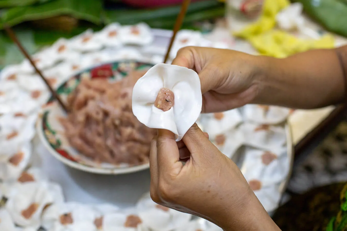 Banh Bao Banh Vac (White rose dumpling) made to a secret recipe at The White Rose Restaurant in Hoi An. Photo: Hidden Hoi An