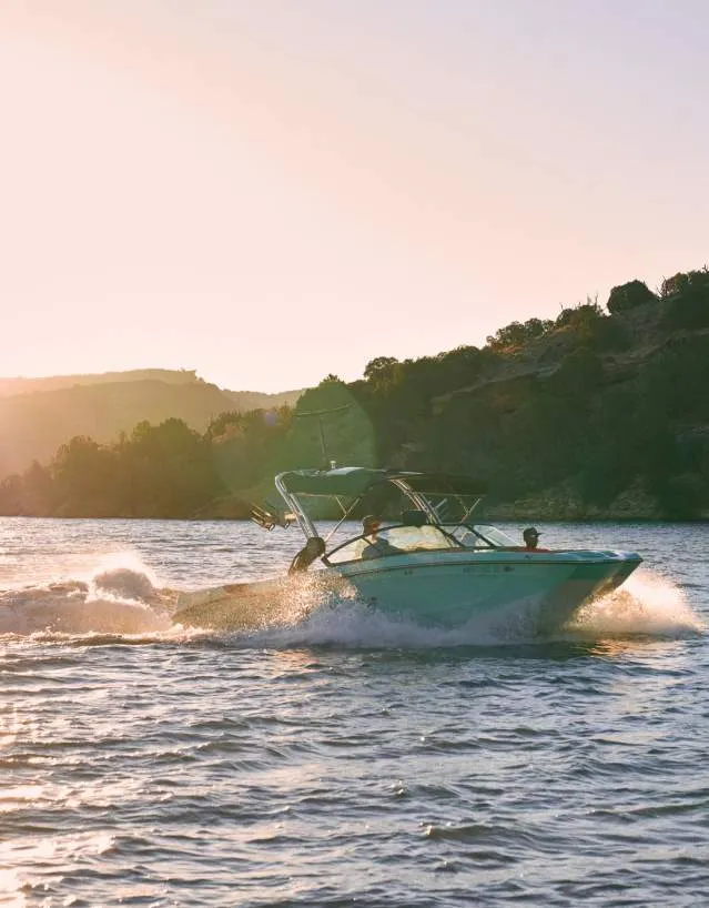 Boating on Alcova lake in Natrona County, Wyoming