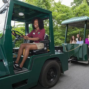 Bronx Zoo shuttle transporting visitors, representing transportation and driver opportunities often included in Bronx night jobs.