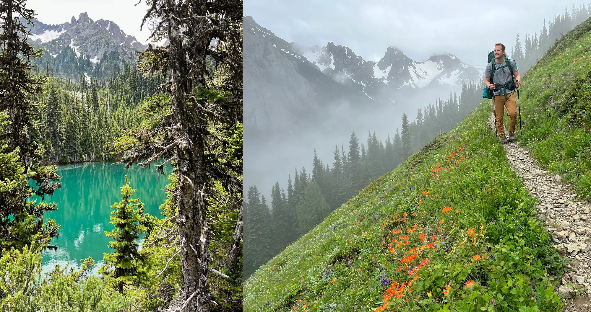 Buckhorn Lake and a moody Pacific Northwest trail scene on the Olympic Peninsula