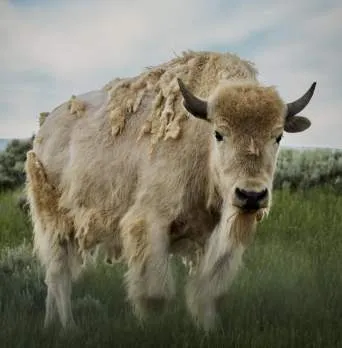 Buffalo grazing in a field in Wyoming
