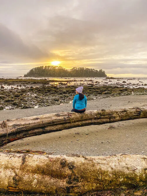 Campsite near a sea stack on the Olympic Wilderness Coast