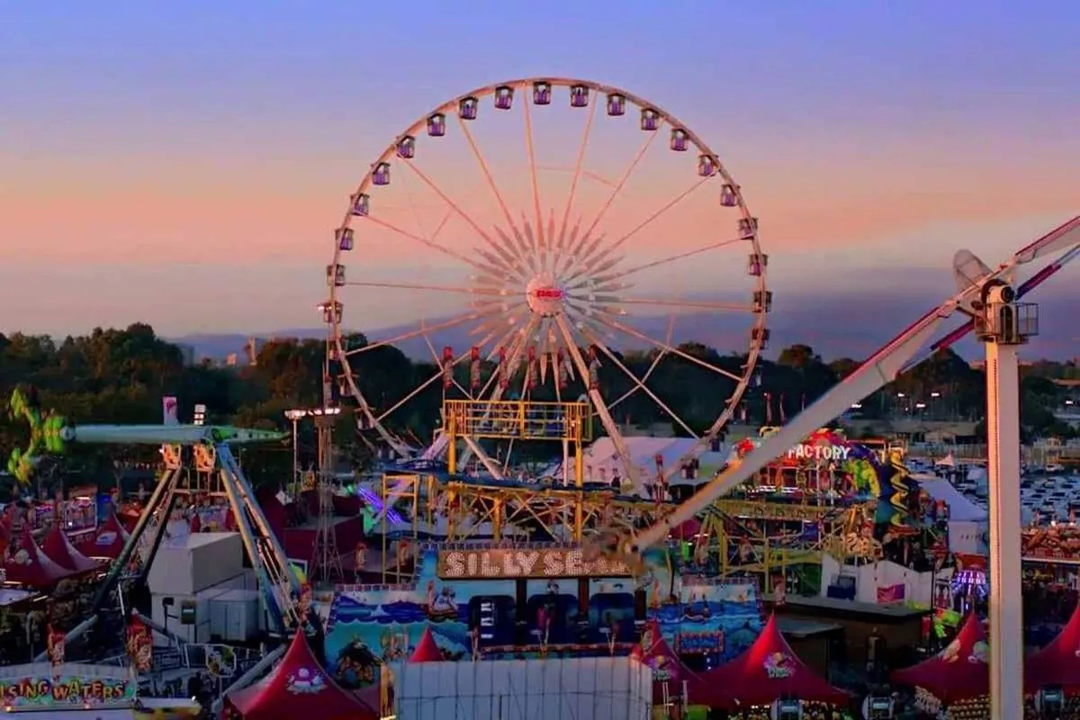 Carnival rides at the LA County Fair in Pomona, California.