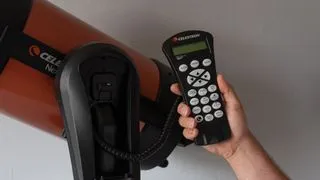 Celestron NexStar 8SE motorized amateur astronomy telescope review photo showing the hand controller