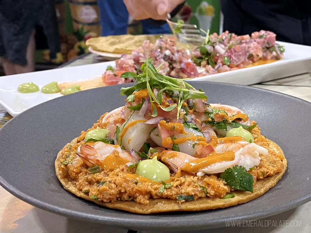 ceviche tostada from one of LA