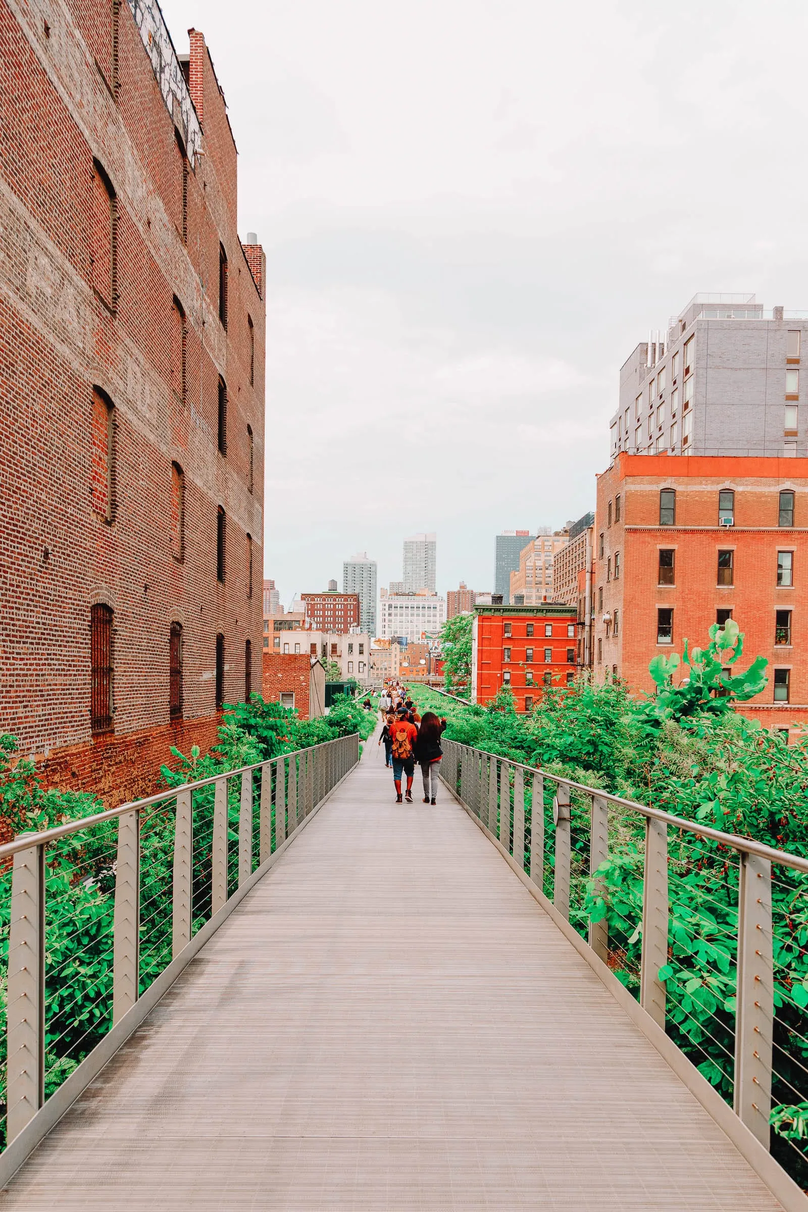 City view from the Highline park, showing surrounding buildings and streets