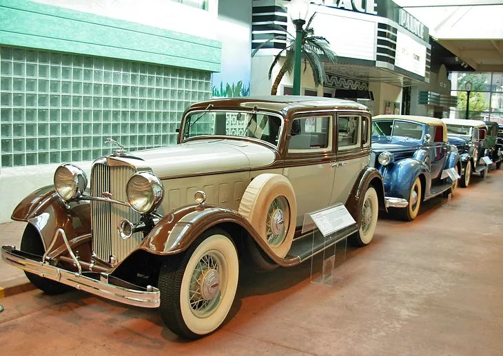 Classic cars on display inside the National Automobile Museum, one of the best places to visit in Reno Nevada for car enthusiasts.