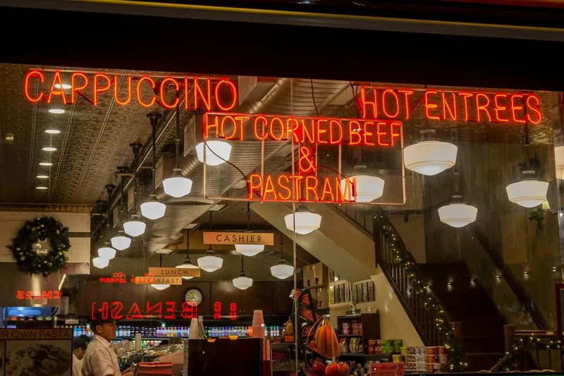 Classic pastrami on rye sandwich from a New York City deli