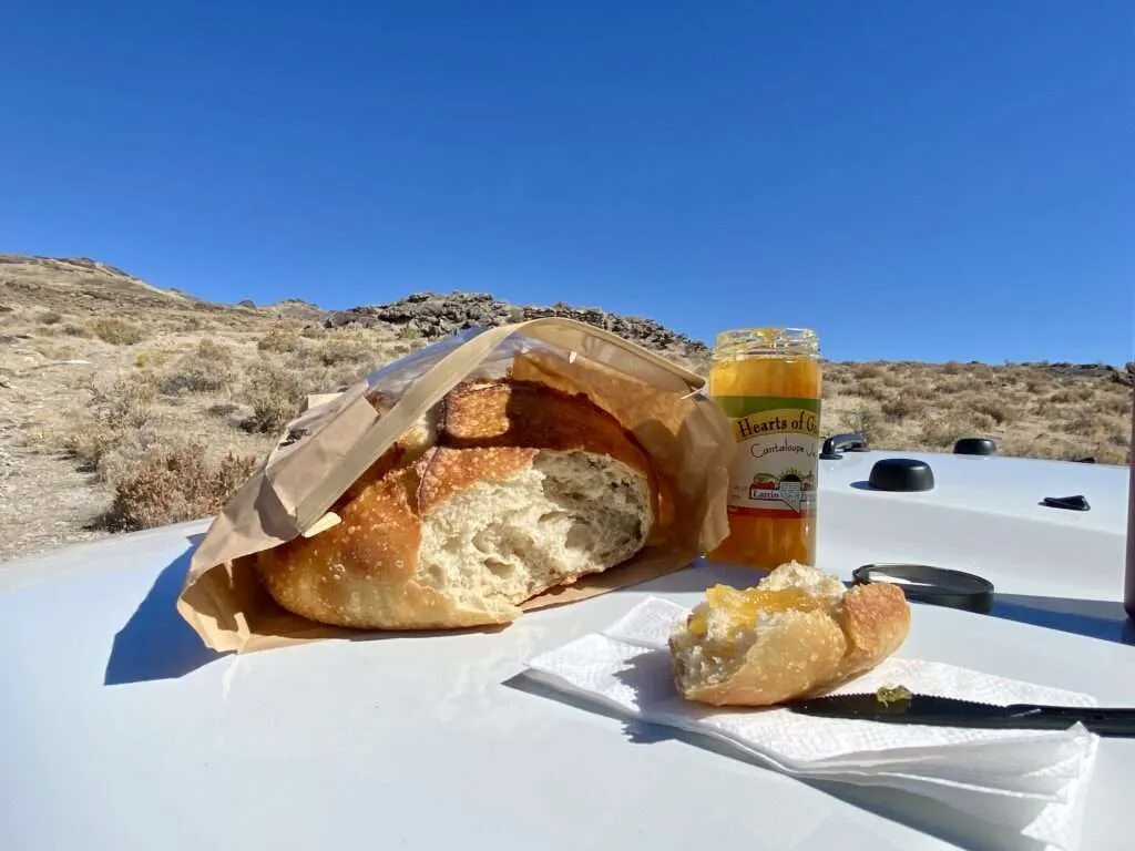 Close-up of Battle Born Bread and cantaloupe jam