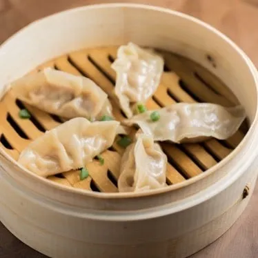 Close-up of expertly made Chinese dumplings in a Los Angeles cooking class