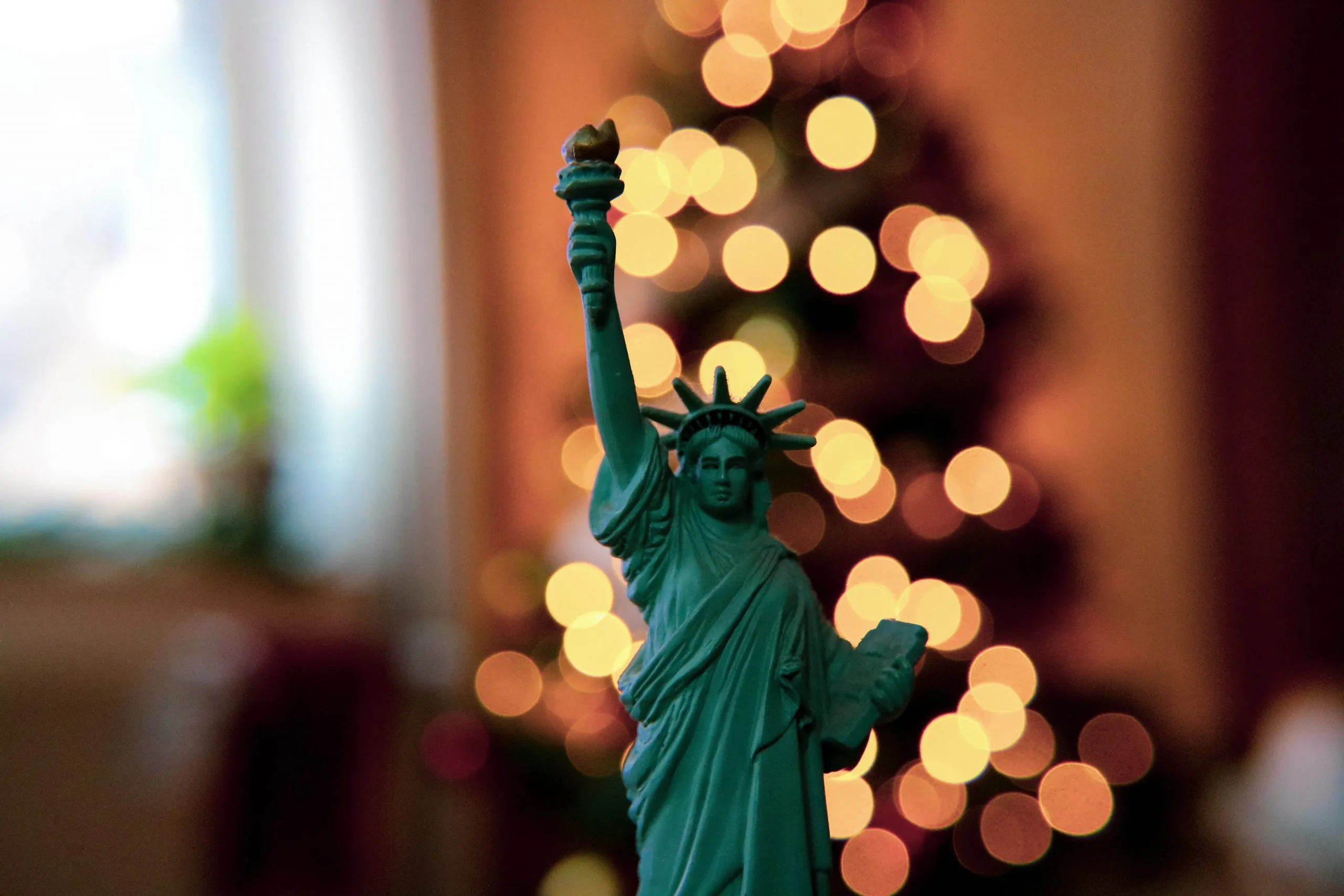 Close-up of miniature Statue of Liberty souvenirs