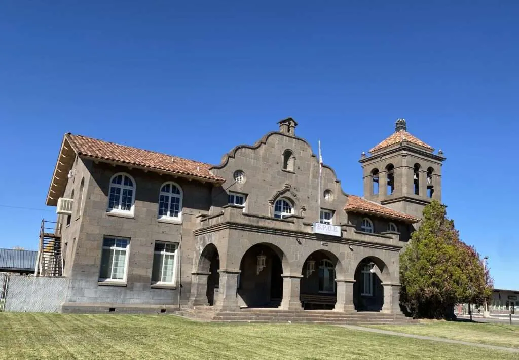 Closer view of the NCO headquarters building facade