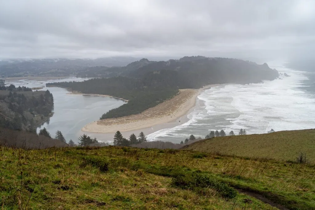 Coastal cliffs and stormy skies at Cascade Head on the Oregon Coast