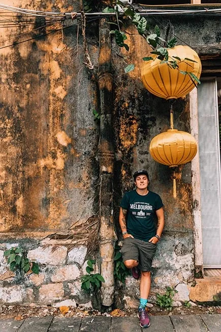 Colorful lanterns decorating streets in Hoi An, Vietnam at night.