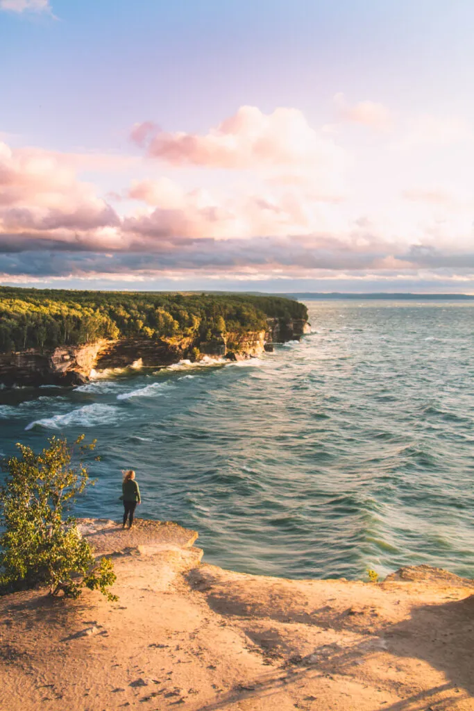 Colorful Pictured Rocks cliffs along the Lake Superior shoreline