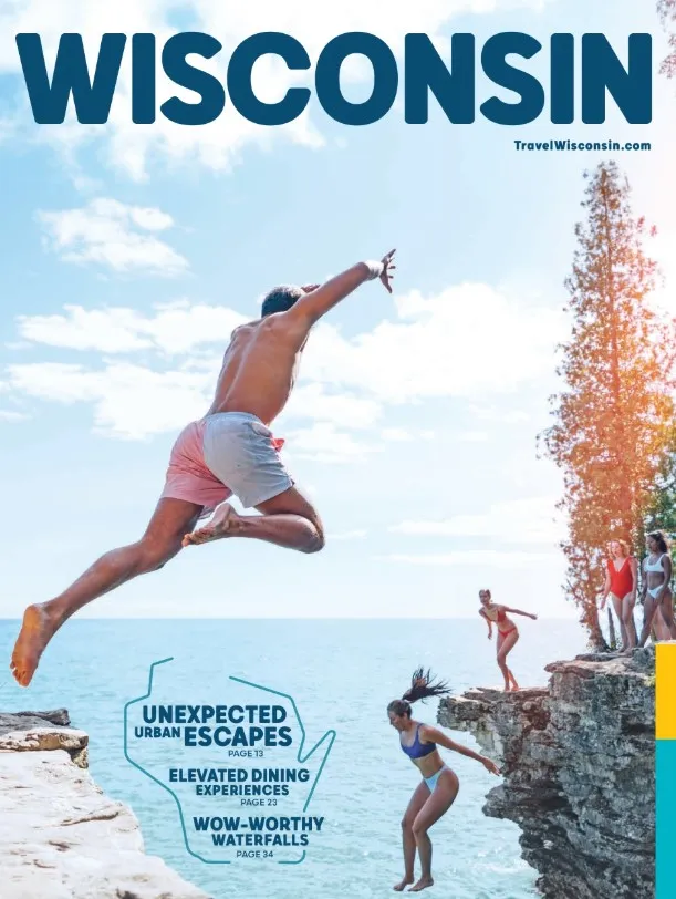 Cover of the 2025 Official Wisconsin Travel Guide, one of many free tourism guides
