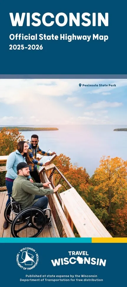 Cover of the 2025 Wisconsin Official State Highway Map, a useful resource