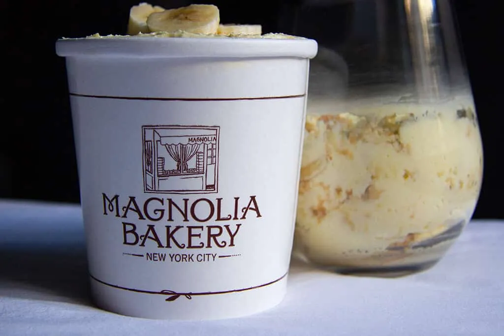 Cupcakes and banana pudding from Magnolia Bakery, famous desserts in New York