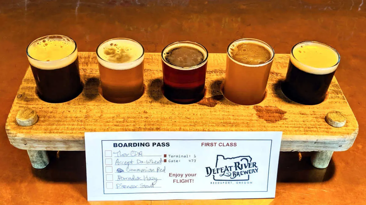 Defeat River Brewery sampler flight