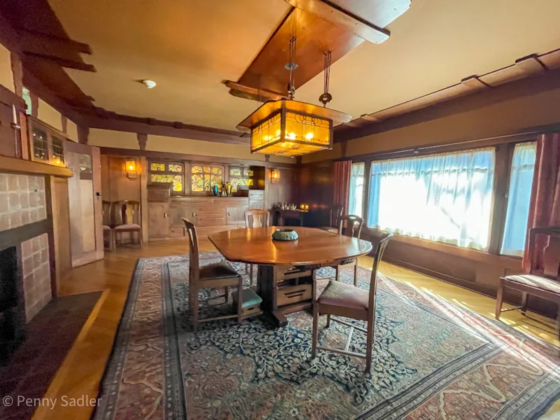 Detailed interior craftsmanship at the historic Gamble House in Pasadena, a must-see near Los Angeles