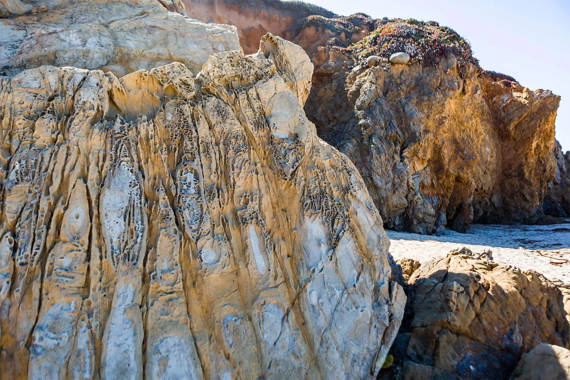 Detailed rock formations on Garrapata State Beach