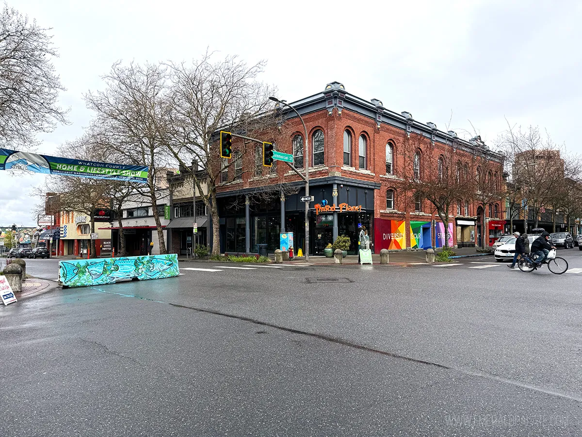 Downtown Bellingham area with buildings and trees