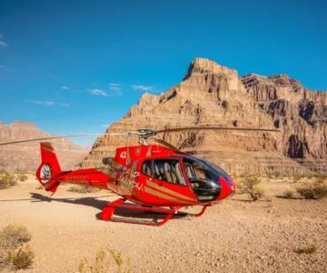 EC-130 helicopter parked at a private landing site in the Grand Canyon West