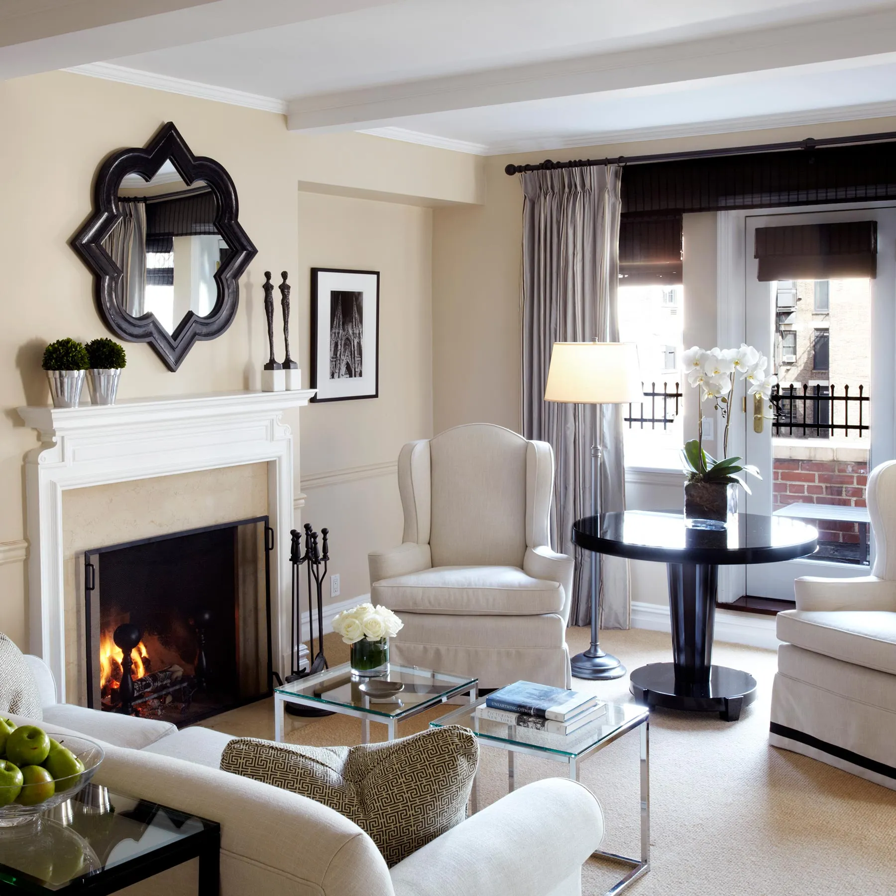 Elegant living room area in a suite at The Lowell hotel