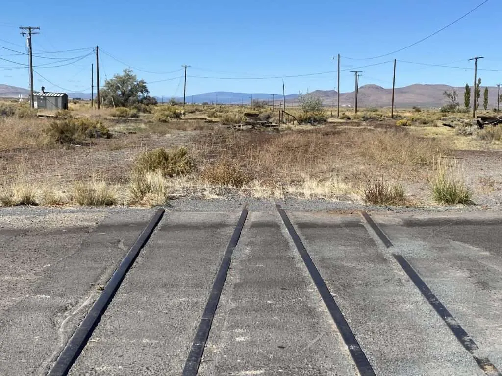 Empty lot with scattered rubble and weeds