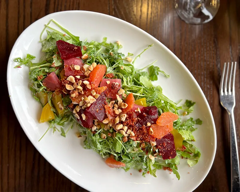 Enjoy a seasonal salad at Currents at The Riverhouse. 
